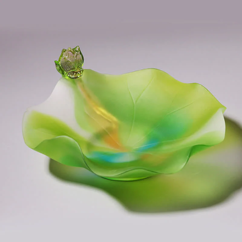 Handmade Liuli Feng Shui Lotus Crystal Art Piece - Image 7