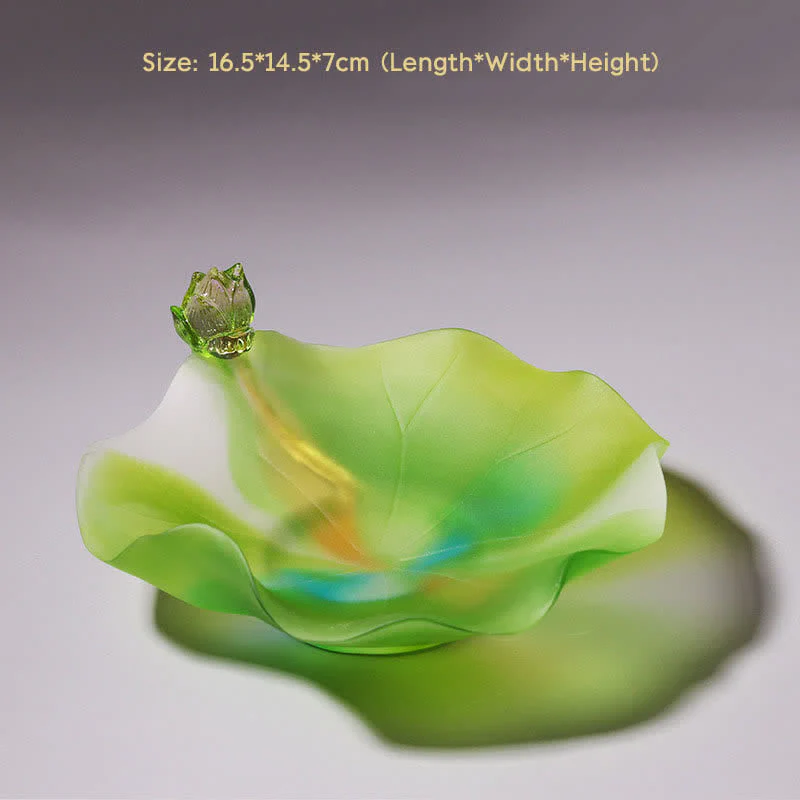 Handmade Liuli Feng Shui Lotus Crystal Art Piece - Image 8