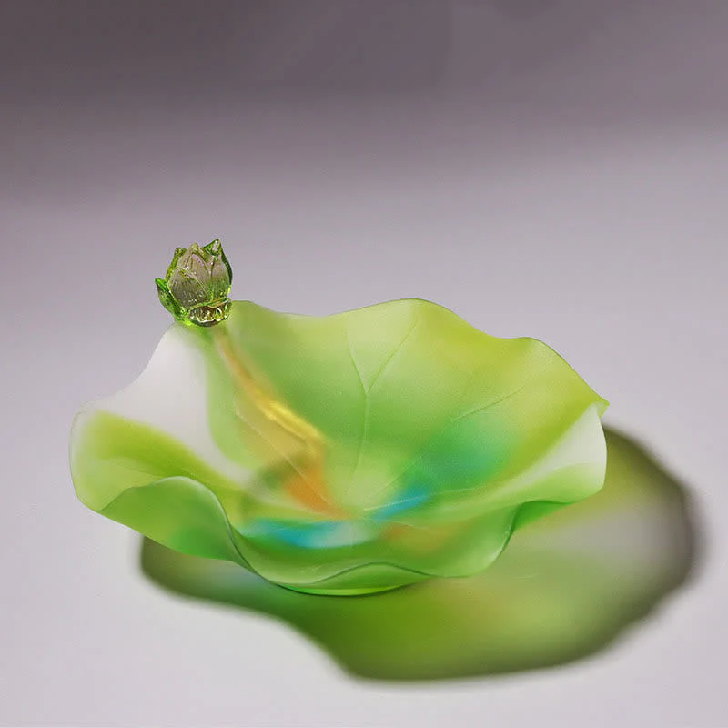 Handmade Liuli Feng Shui Lotus Crystal Art Piece - Image 9