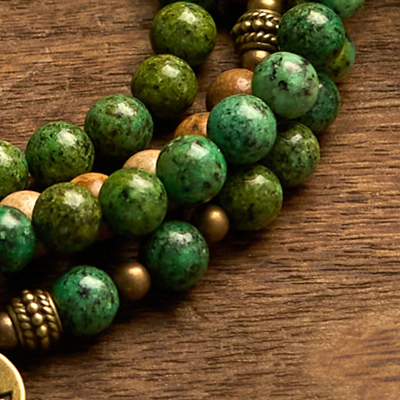 8mm Picture Jasper Turquoise Lotus Bracelet for Positivity & Growth - Image 6