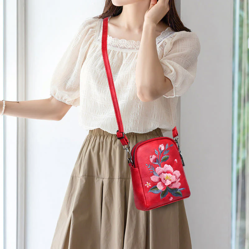 Lotus Su Embroidery Spiritual Crossbody Bag 15cm Size - Image 15