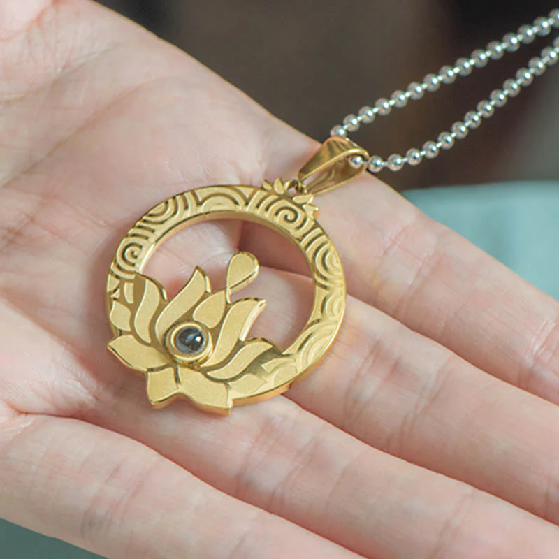 Lotus Titanium Steel Necklace with Shurangama Mantra Projection - Image 10