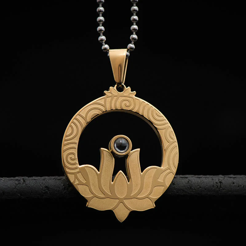 Lotus Titanium Steel Necklace with Shurangama Mantra Projection - Image 11