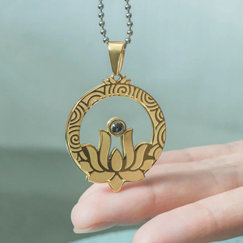 Lotus Titanium Steel Necklace with Shurangama Mantra Projection - Image 16