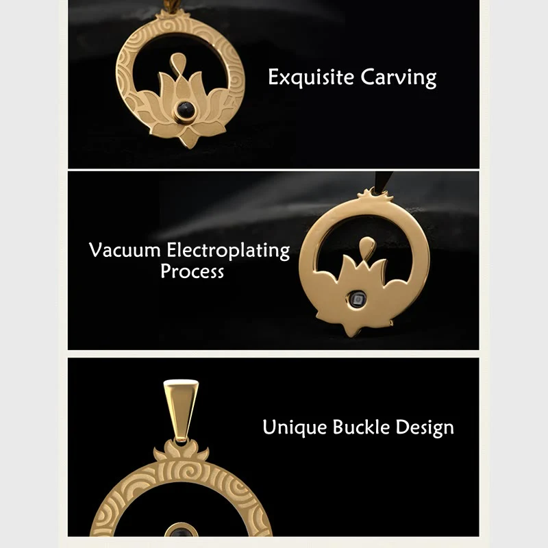 Lotus Titanium Steel Necklace with Shurangama Mantra Projection - Image 17