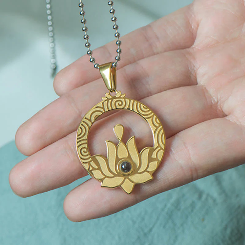 Lotus Titanium Steel Necklace with Shurangama Mantra Projection - Image 8