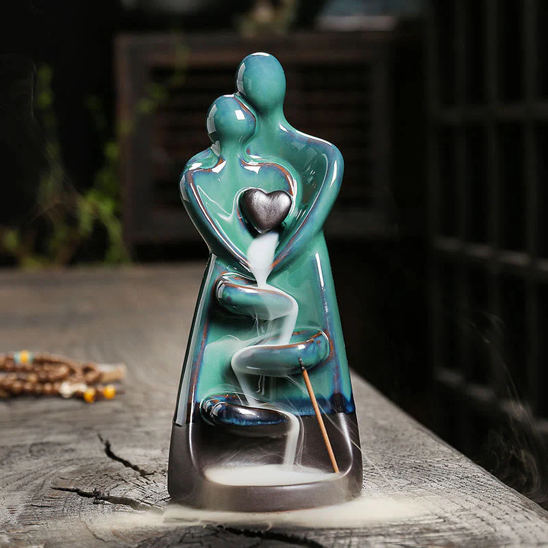 Lovers Couple Ceramic Backflow Incense Burner 7.3cm