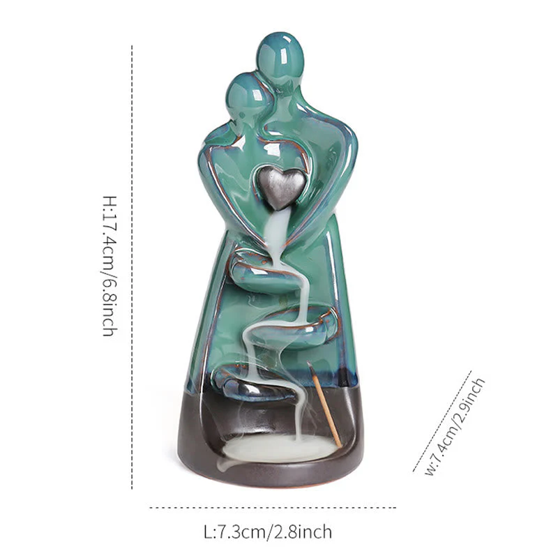Lovers Couple Ceramic Backflow Incense Burner 7.3cm - Image 12