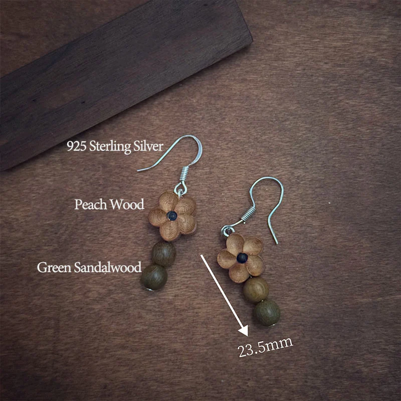 Peach Wood and Green Sandalwood Earrings - Image 3