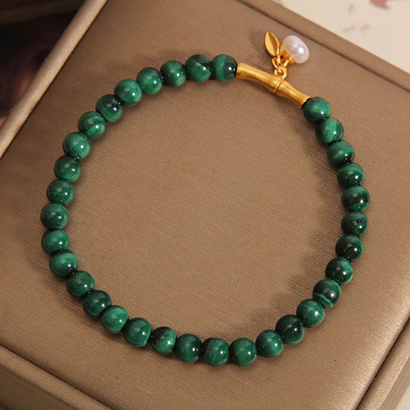 5mm Malachite Lucky Bamboo Anti-Anxiety Bracelet - Image 2