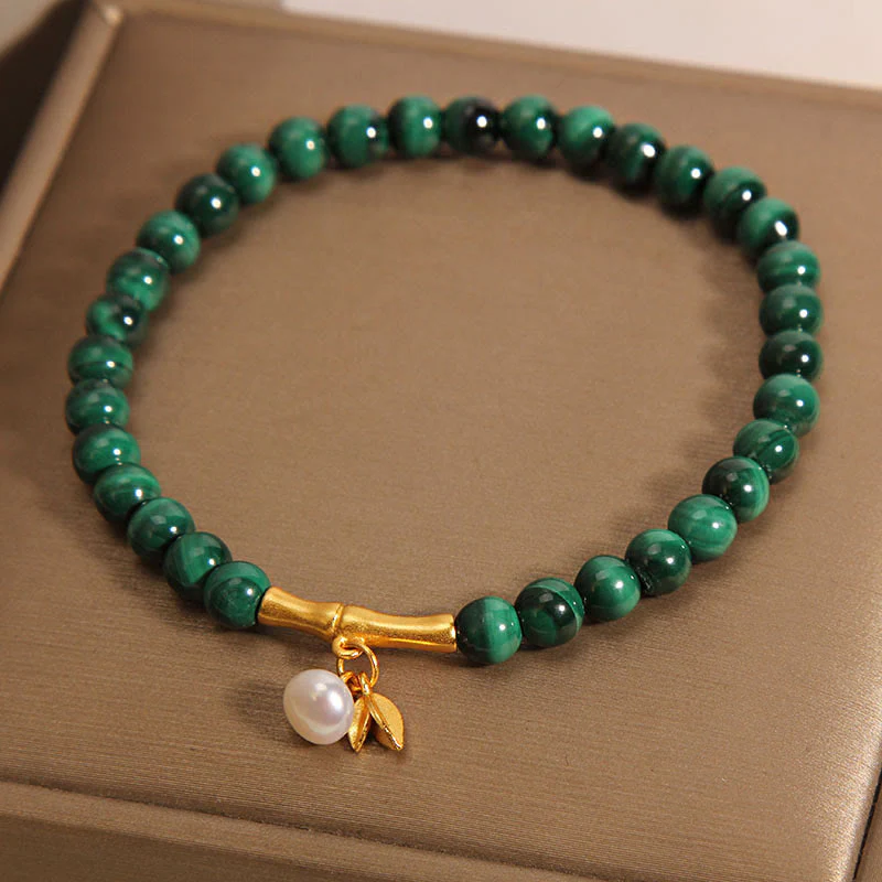 5mm Malachite Lucky Bamboo Anti-Anxiety Bracelet - Image 3