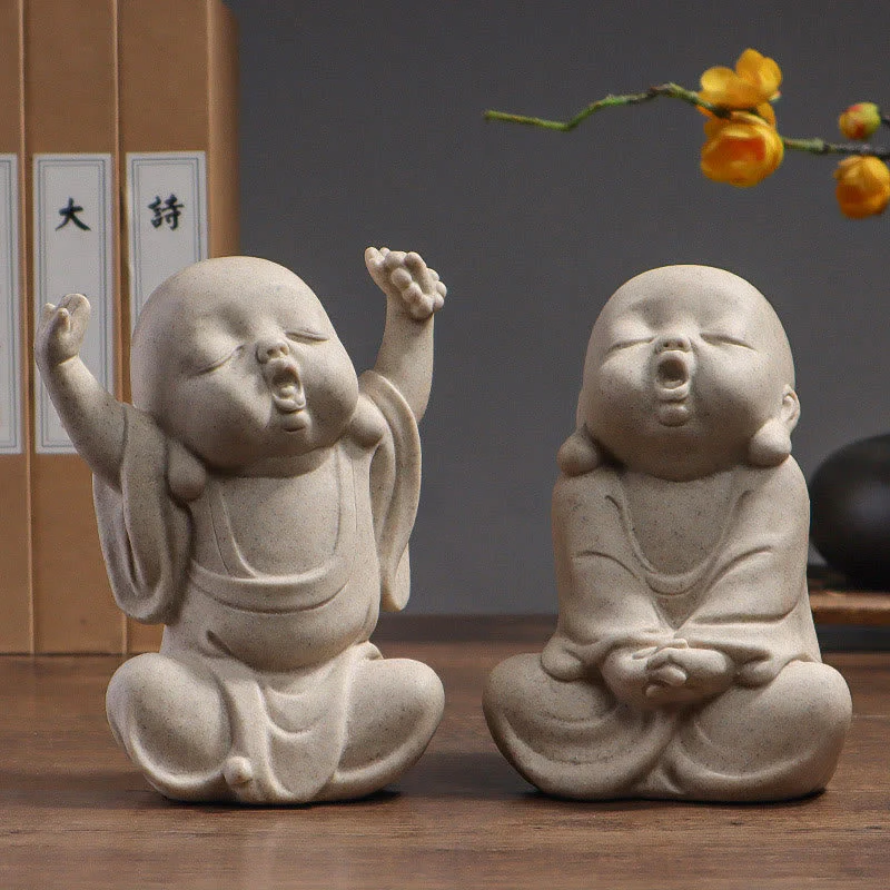 Meditation Resin Buddha Monk Statue for Home Serenity - Image 2