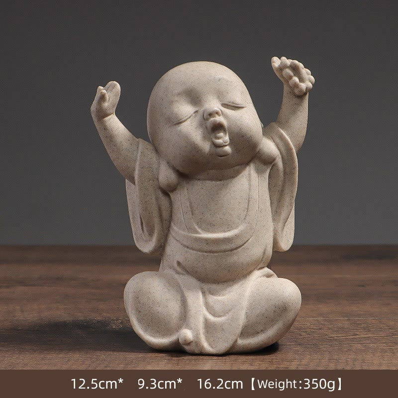 Meditation Resin Buddha Monk Statue for Home Serenity - Image 3