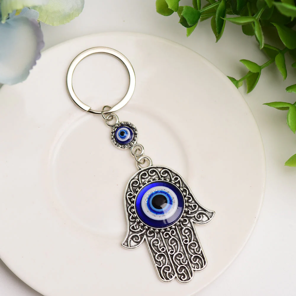 Metal Hand Shape Evil Eye Keychain 4.5in Protection Charm - Image 5