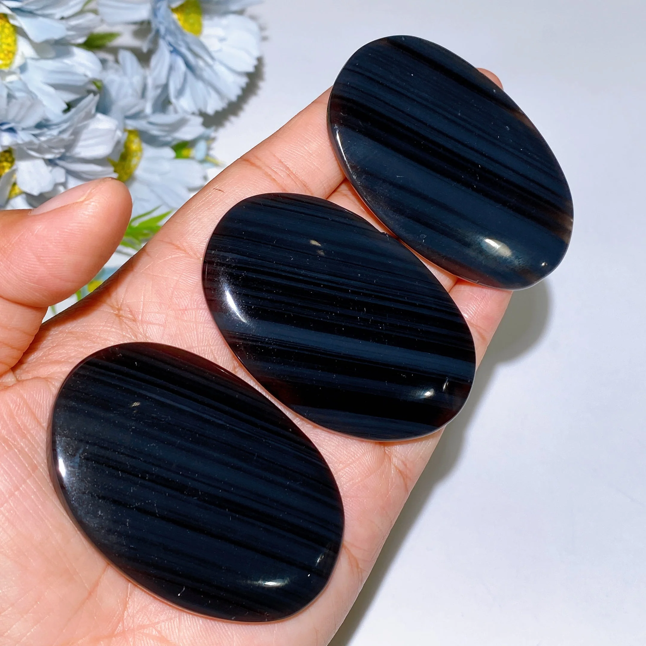 2.4" Midnight Lace Obsidian Grounding Palm Stone - Image 2