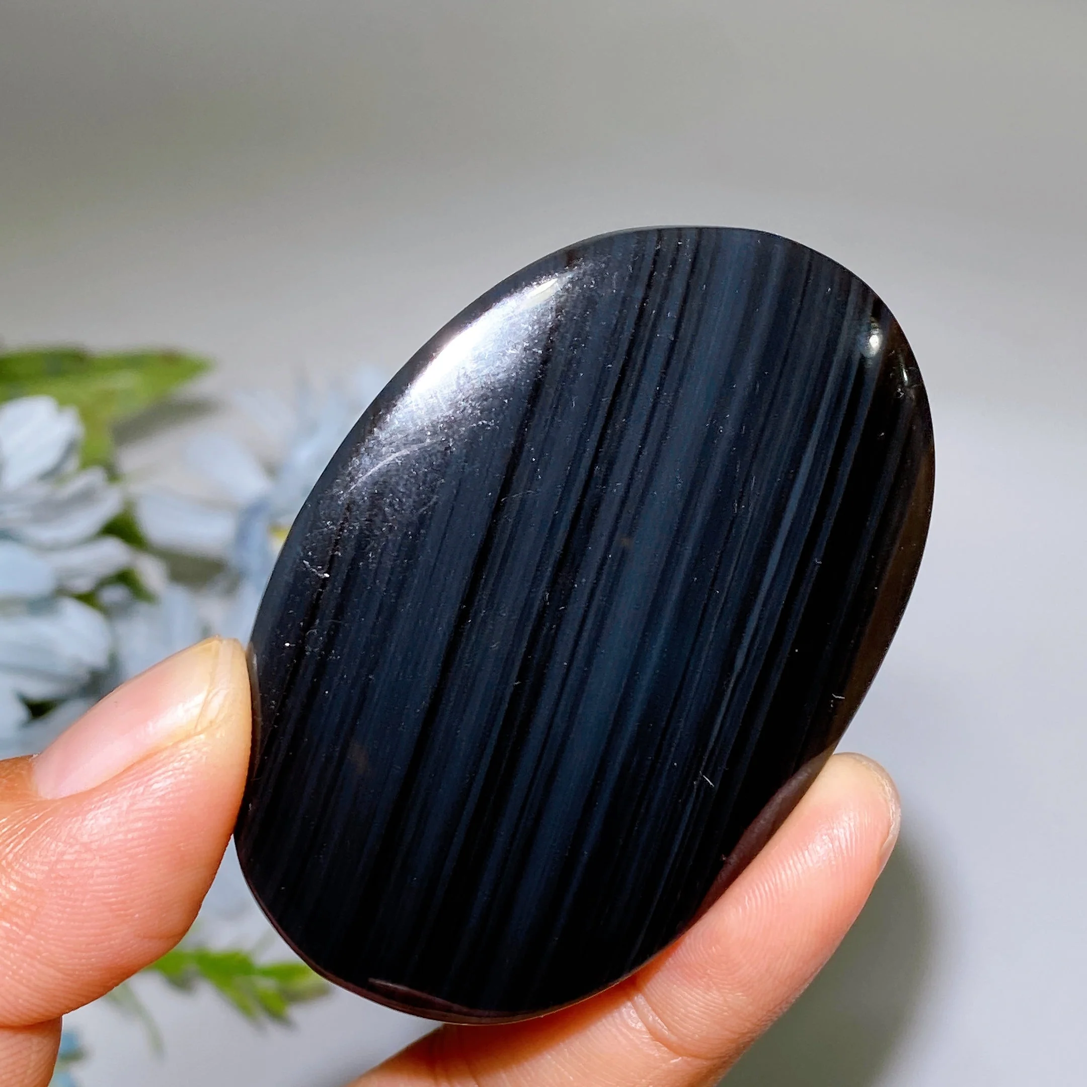 2.4" Midnight Lace Obsidian Grounding Palm Stone - Image 4