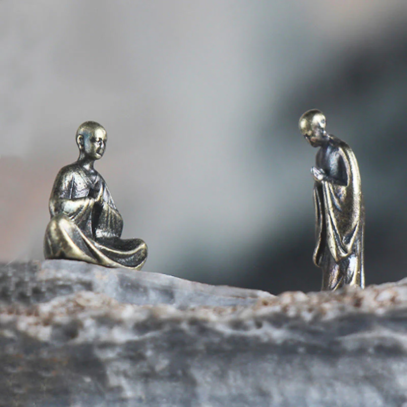 Mini Buddha Statue Set | Metal Meditation Monk Décor - Image 2