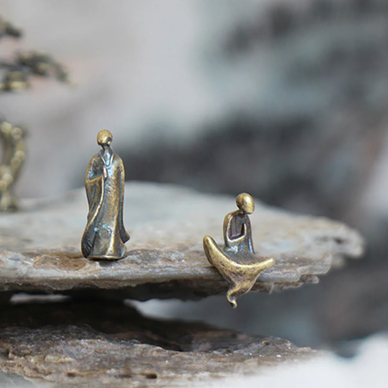 Mini Buddha Statue Set | Metal Meditation Monk Décor - Image 3