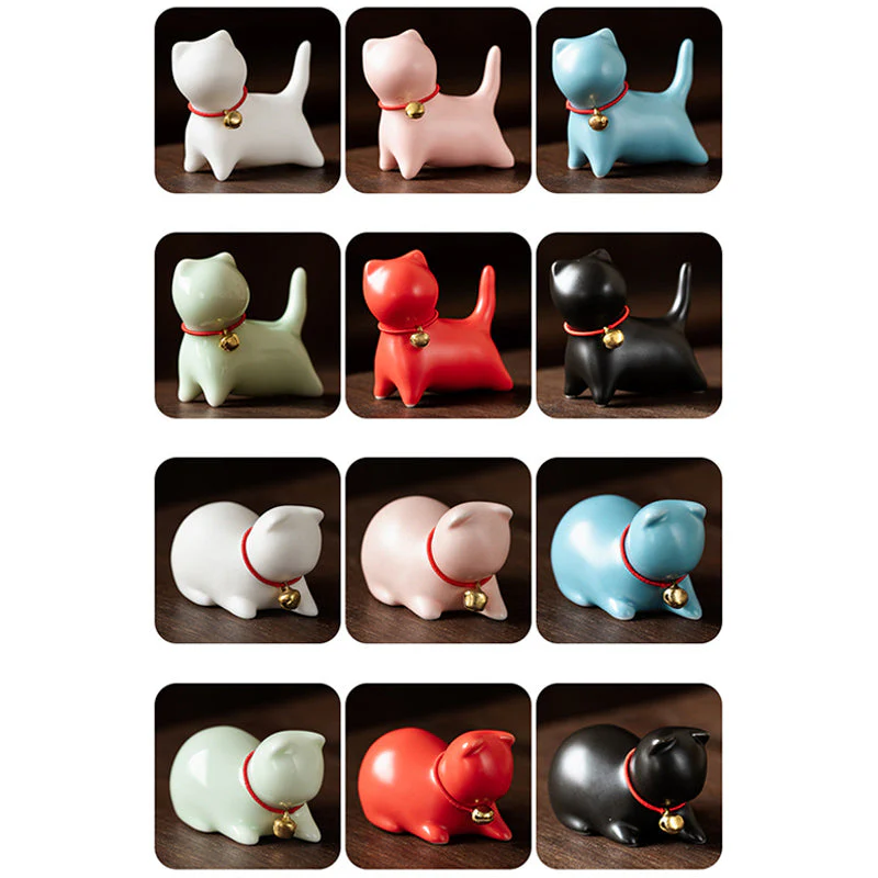 Mini Ceramic Cat Tea Pet | Sitting & Standing Figurine 5cm - Image 26