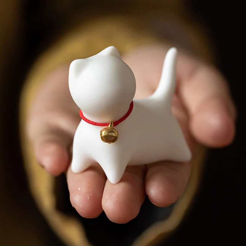 Mini Ceramic Cat Tea Pet | Sitting & Standing Figurine 5cm - Image 7