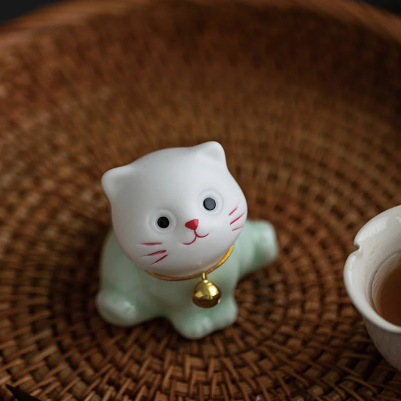 Mini Cute Cat Ceramic Figurine 4.7cm Spiritual Animal Décor - Image 10
