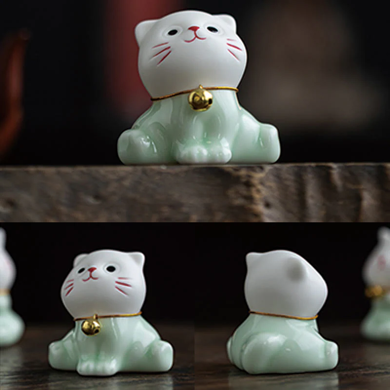 Mini Cute Cat Ceramic Figurine 4.7cm Spiritual Animal Décor - Image 11