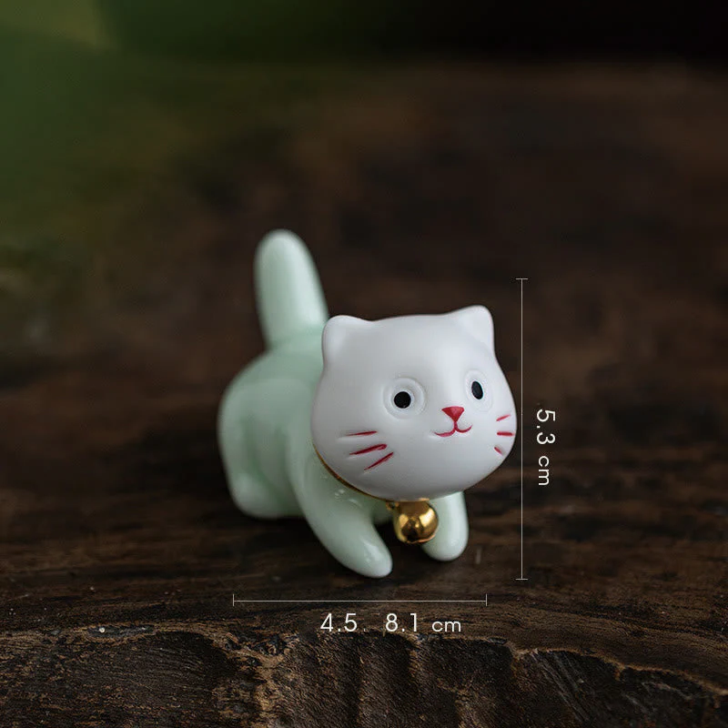 Mini Cute Cat Ceramic Figurine 4.7cm Spiritual Animal Décor - Image 15