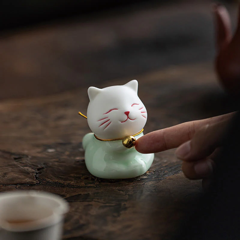 Mini Cute Cat Ceramic Figurine 4.7cm Spiritual Animal Décor - Image 18