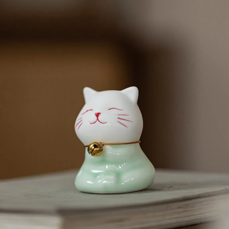 Mini Cute Cat Ceramic Figurine 4.7cm Spiritual Animal Décor - Image 19