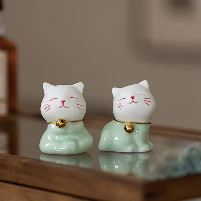 Mini Cute Cat Ceramic Figurine 4.7cm Spiritual Animal Décor - Image 20