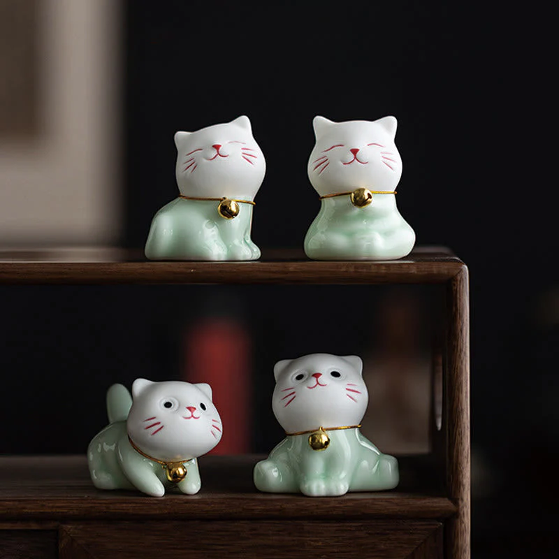 Mini Cute Cat Ceramic Figurine 4.7cm Spiritual Animal Décor - Image 21