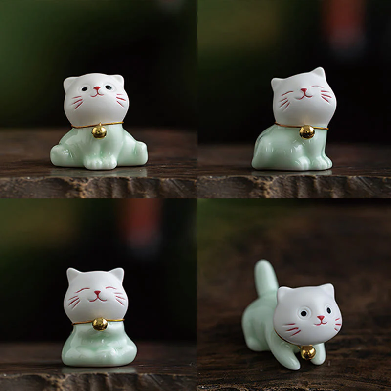 Mini Cute Cat Ceramic Figurine 4.7cm Spiritual Animal Décor - Image 22