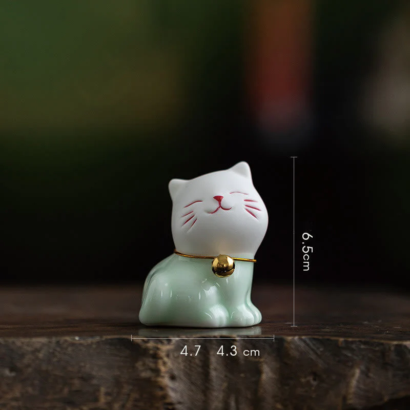 Mini Cute Cat Ceramic Figurine 4.7cm Spiritual Animal Décor - Image 3