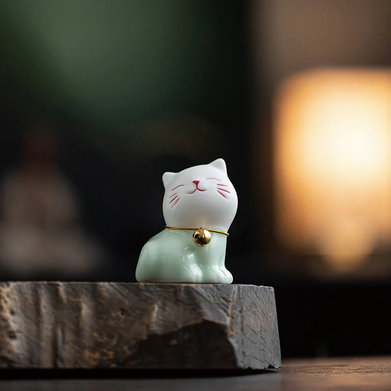 Mini Cute Cat Ceramic Figurine 4.7cm Spiritual Animal Décor - Image 4