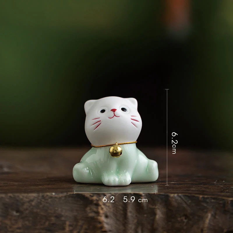 Mini Cute Cat Ceramic Figurine 4.7cm Spiritual Animal Décor - Image 5