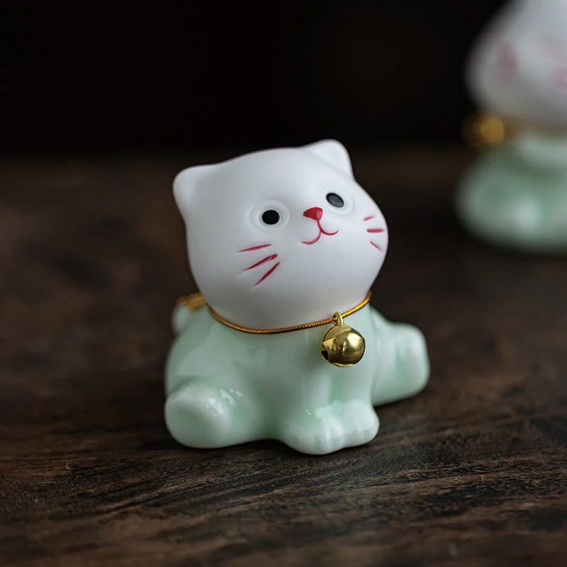 Mini Cute Cat Ceramic Figurine 4.7cm Spiritual Animal Décor - Image 6