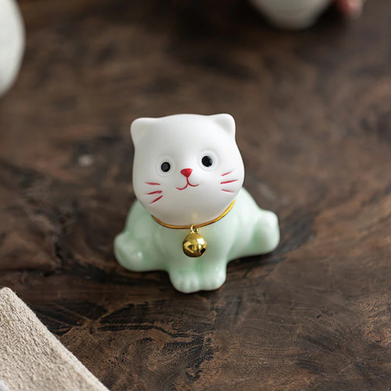 Mini Cute Cat Ceramic Figurine 4.7cm Spiritual Animal Décor - Image 7
