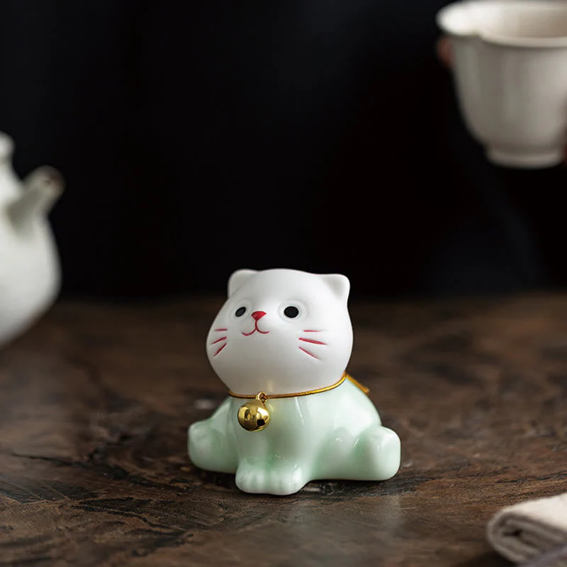 Mini Cute Cat Ceramic Figurine 4.7cm Spiritual Animal Décor - Image 8