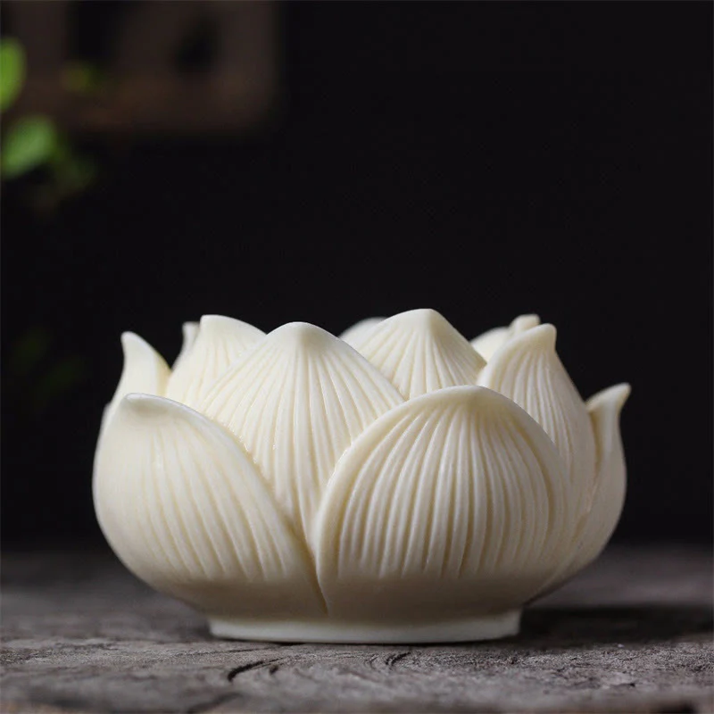 Small Ivory Fruit Kwan Yin Avalokitesvara Lotus Desk Decoration - Image 8