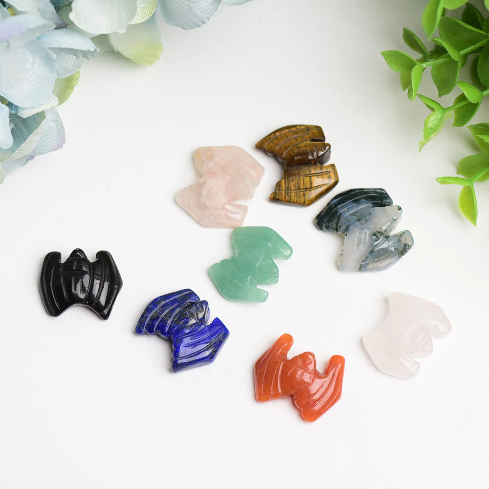Mini Mixed Crystal Bat Carving 1 Inch Healing Animal - Image 2