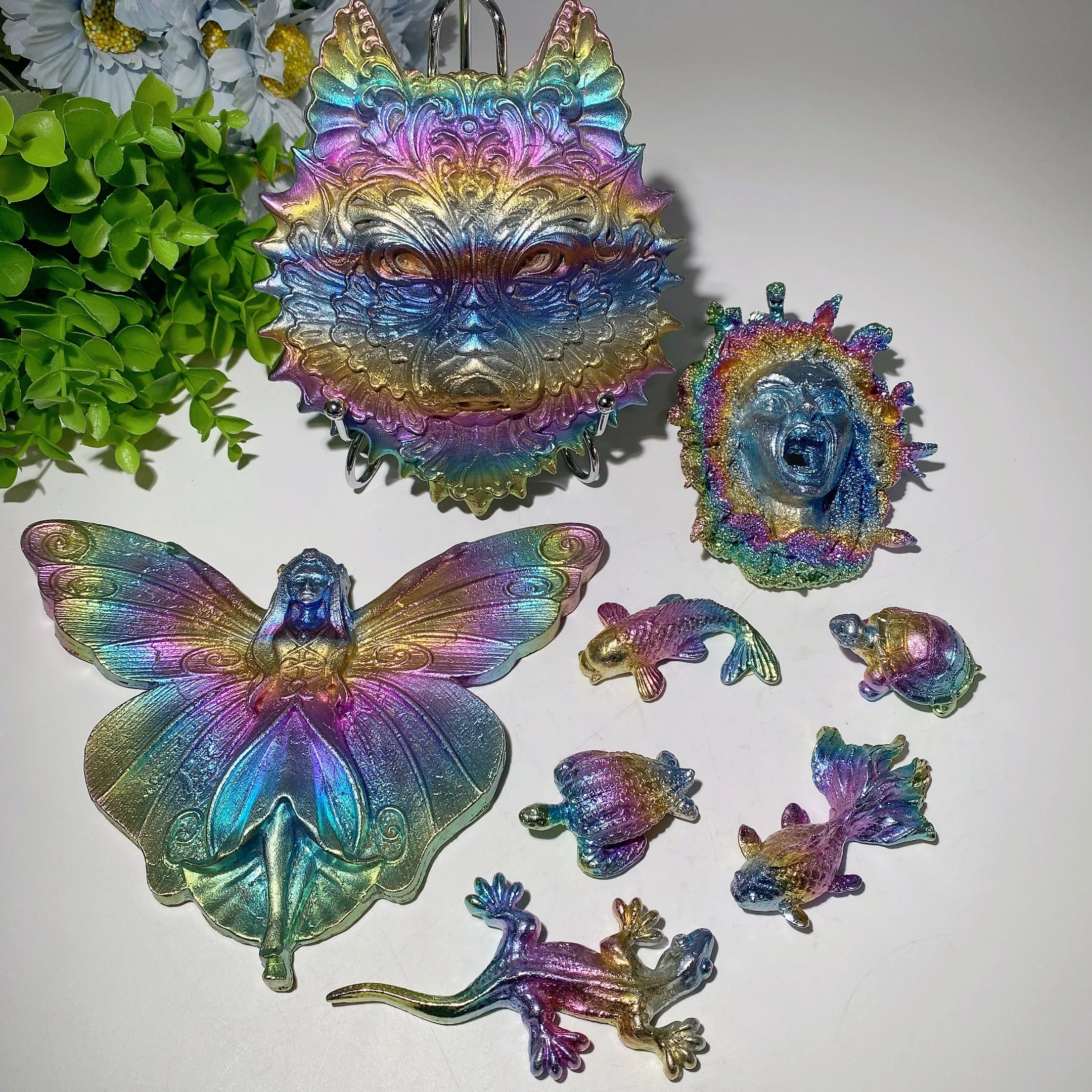 Mixed Bismuth Crystal Figurines 2-6 Inch Colorful Carvings - Image 3