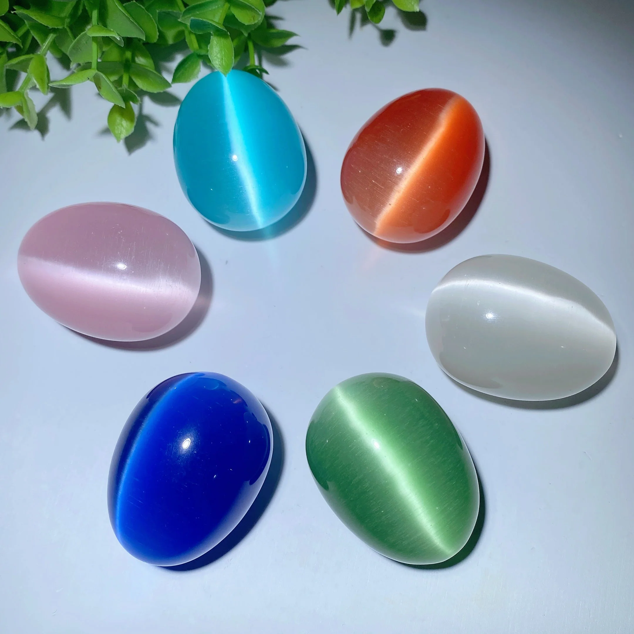 1.9 Inch Mixed Cat's Eye Crystal Healing Eggs - Image 2