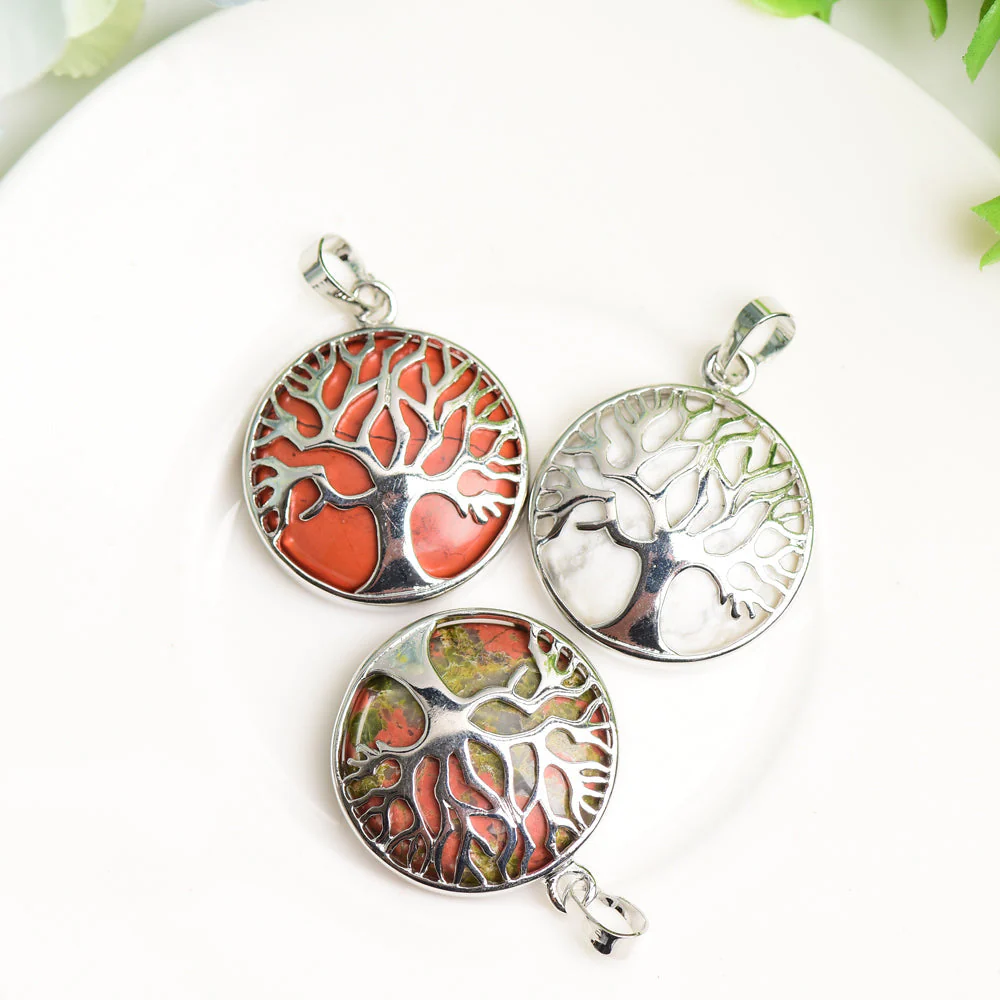 Mixed Crystal Tree of Life Pendant 1.2 inch Healing Jewelry - Image 2