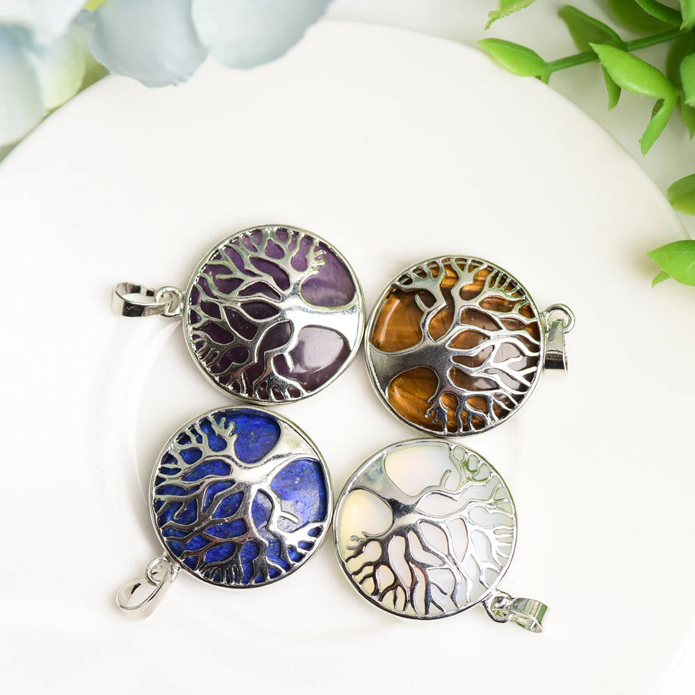 Mixed Crystal Tree of Life Pendant 1.2 inch Healing Jewelry - Image 3