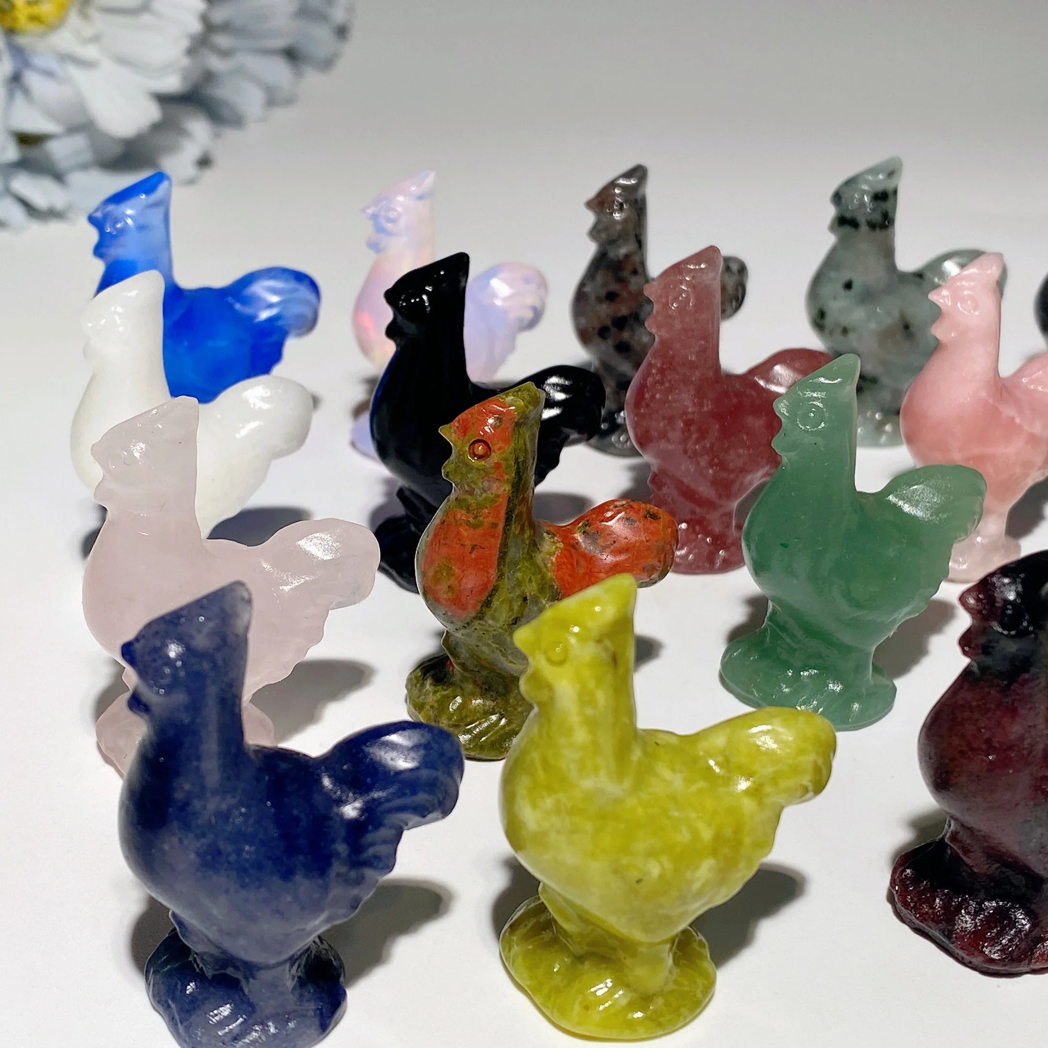 1.3" Mixed Crystal Rooster Carvings - Healing Crystal Figurines - Image 3