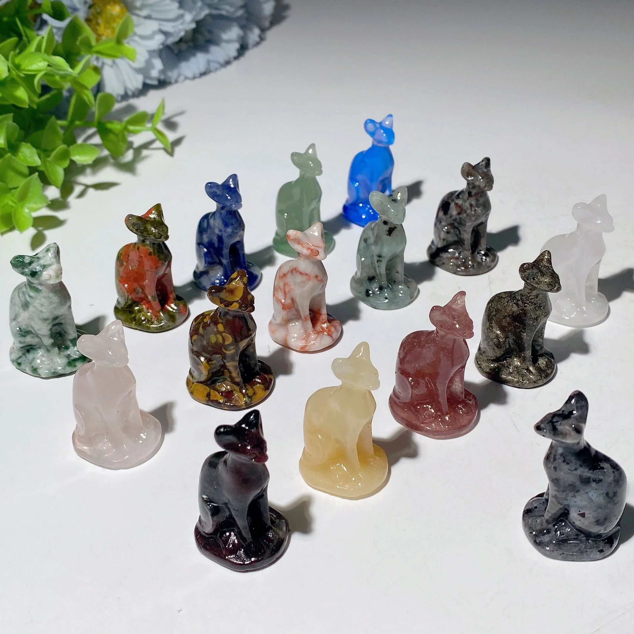 1.6" Mixed Crystal Cat Figurines for Healing & Decor - Image 2