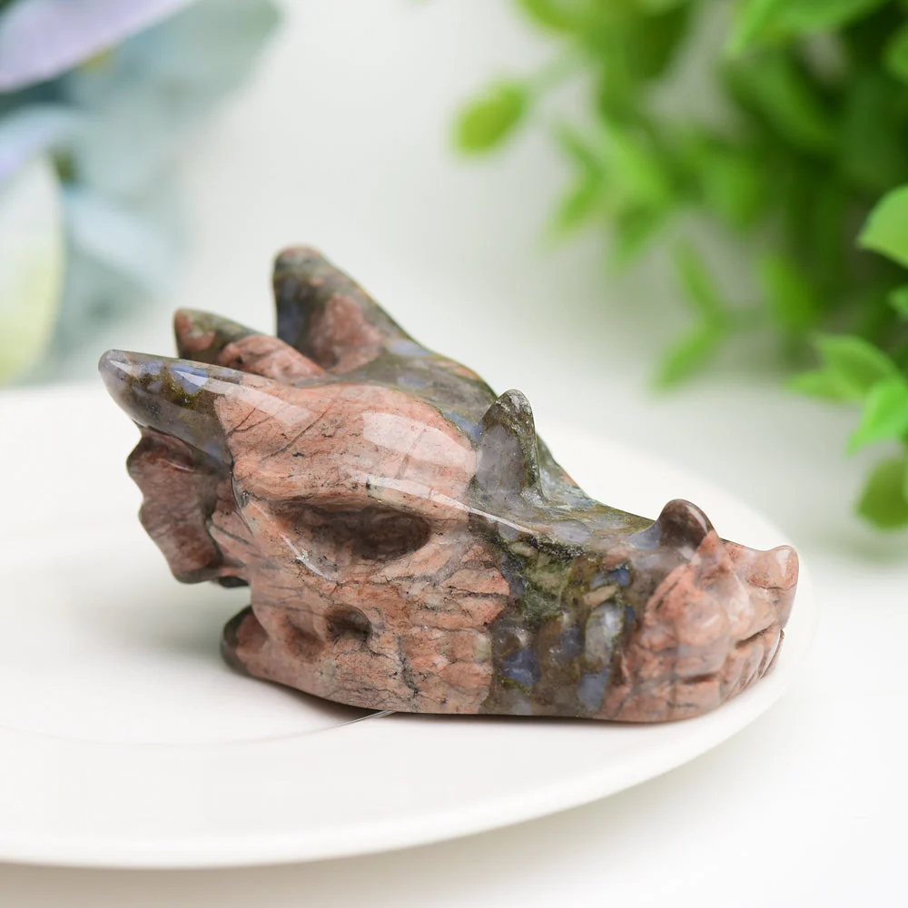 2.5 inch Mixed Crystal Dragon Head Carving Figurine - Image 8