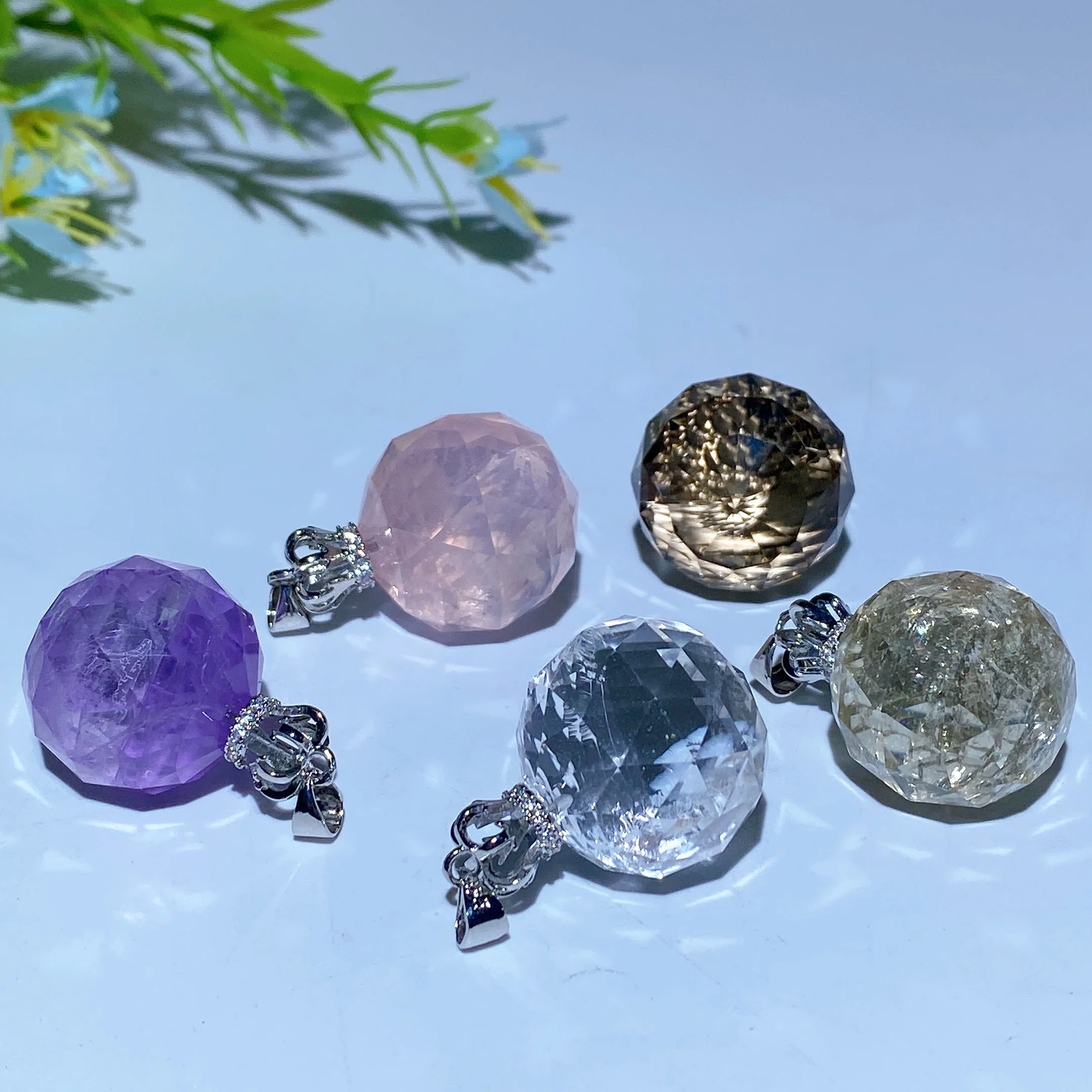 20mm Mixed Crystal Amethyst Faceted Pendant for Meditation - Image 8