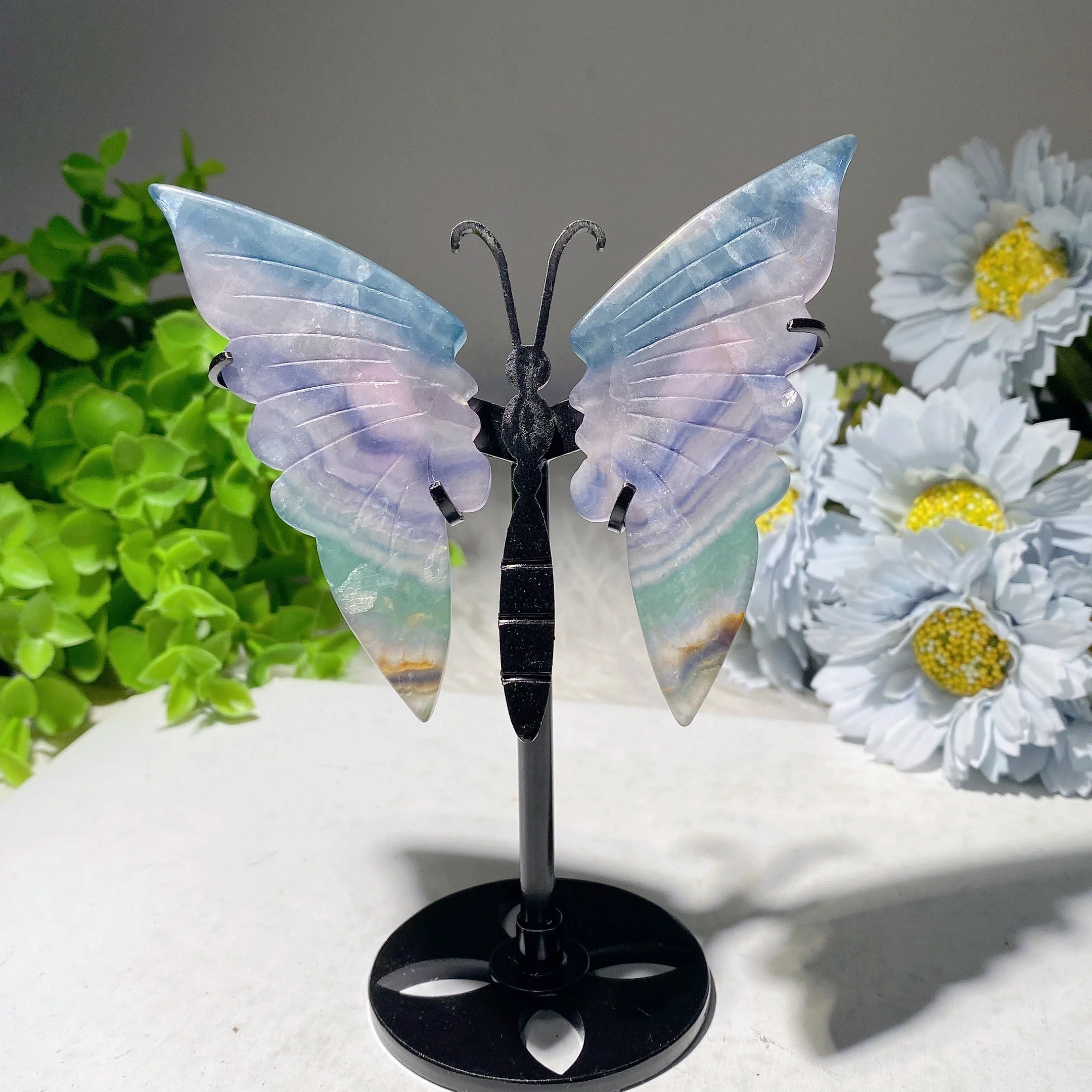 3.5-inch Mixed Crystal Butterfly Wings Carving with Stand - Image 3