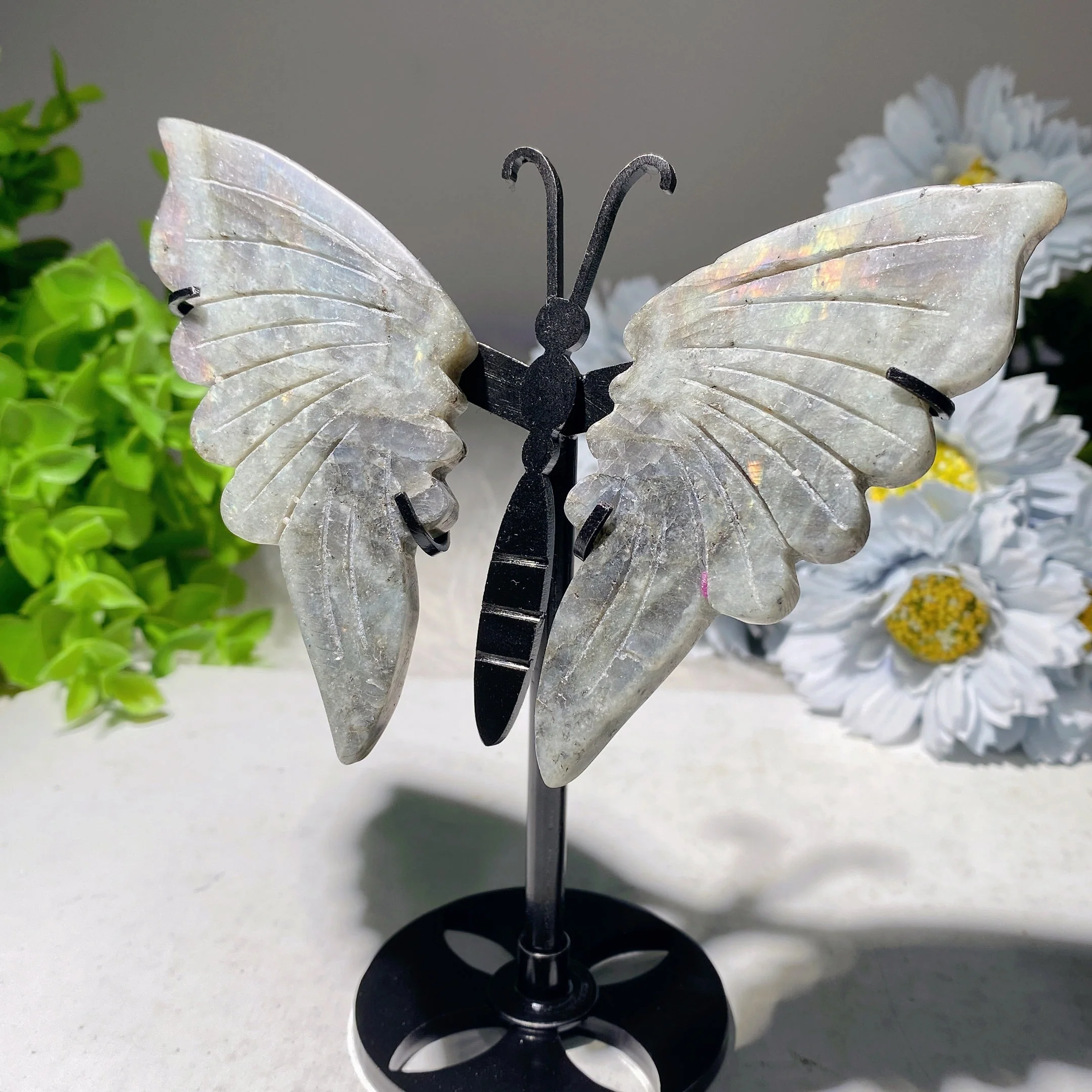 3.5-inch Mixed Crystal Butterfly Wings Carving with Stand - Image 7